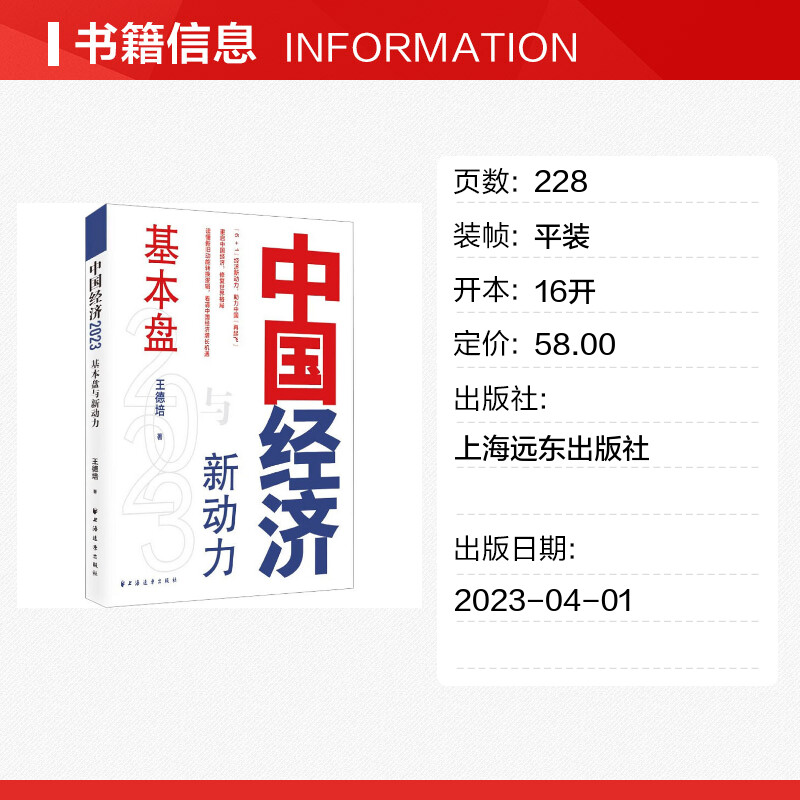 王德培中国经济2023 基本盘与新动力 梳理未来经济动向与发展动向 大基建后工业新能源新三农数字化绿色化 上海远东出版社 - 图0