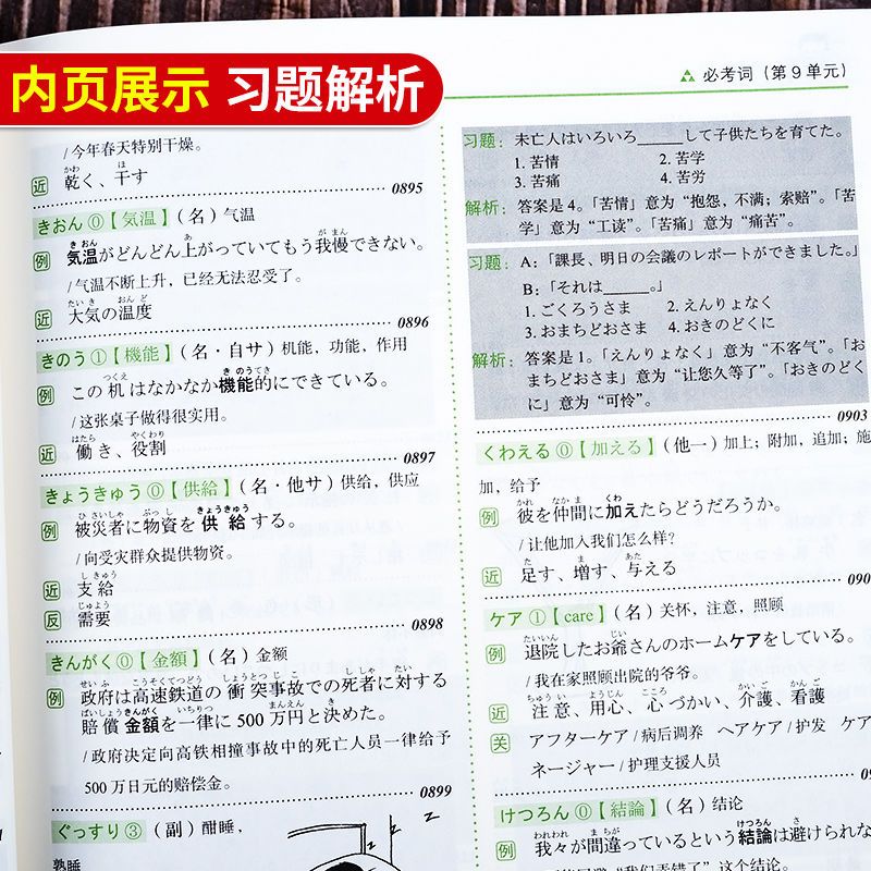 官方正版】无敌绿宝书N2 新日语能力考试n1n3n4n5词汇语法李晓东全套7册红蓝宝书日语JLPT考试自学教材必考词基础词语法书练习册 - 图3