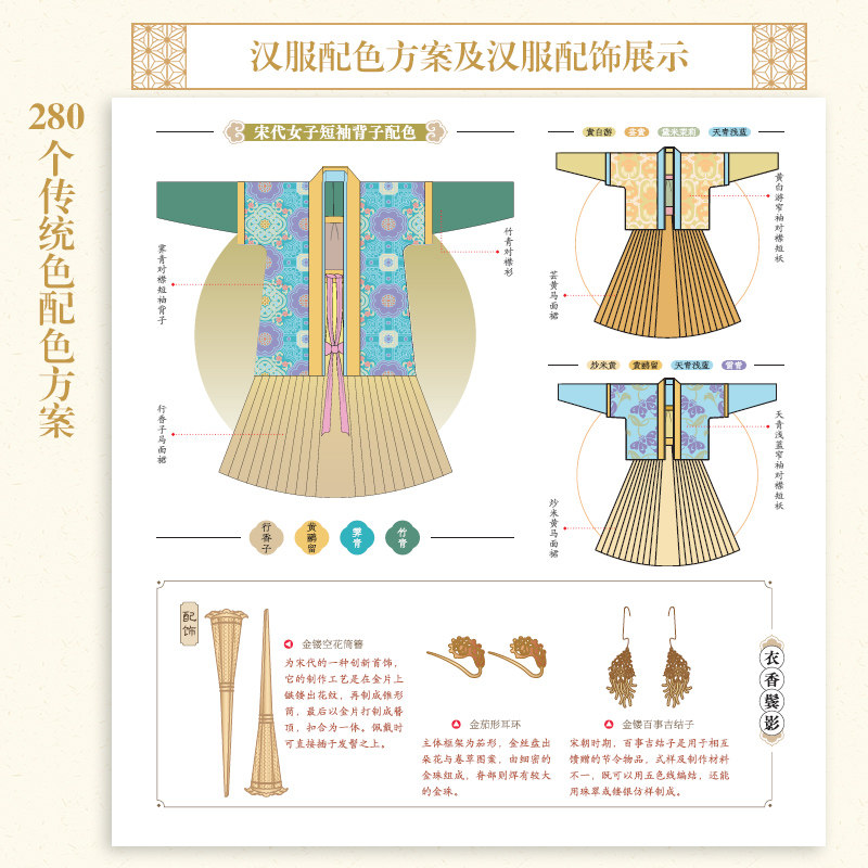汉服经典纹样与配色图鉴 红糖美学 华夏衣橱中国传统服饰美学纹样图鉴汉服设计服装样式配色设计搭配参考 35类传统中国色服饰纹样
