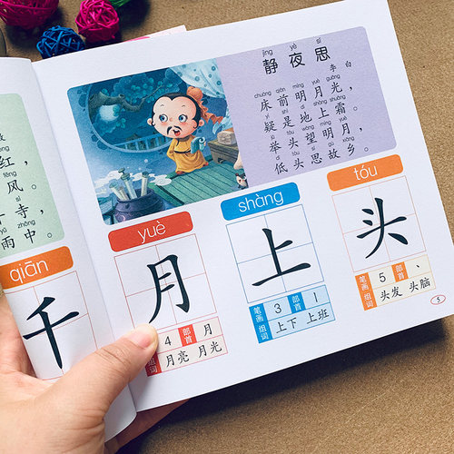 儿童识字书籍幼儿园看图阅读唐诗儿歌认字书笔画组词幼小衔接中班早教教材学前宝宝认字书小学早教古诗书幼儿3-4-5-6岁启蒙识字书 - 图3