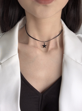 星星choker项圈双层夏黑色暗黑系