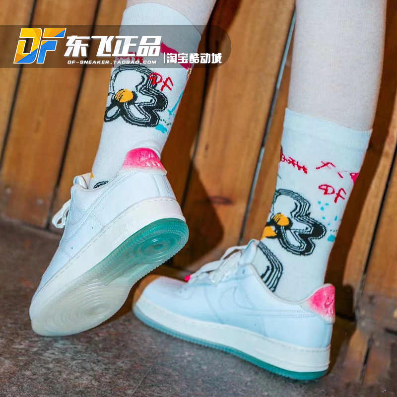 Nike Air Force1空军一号AF1白绿粉渐变寿桃子休闲板鞋DC3287-111 - 图1