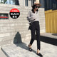 Nine-point summer drapey high-waisted suit pants black slimming