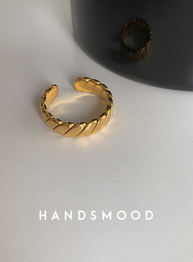 钛钢小众斜纹戒指女不掉色