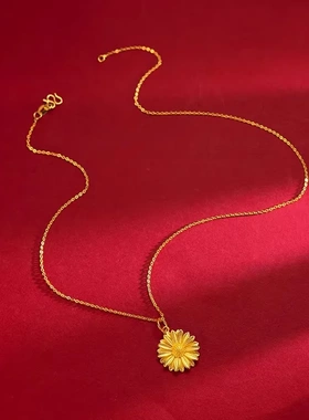 越南沙金小天使吊坠项链女黄铜镀金在逃公主挂坠锁骨链项坠