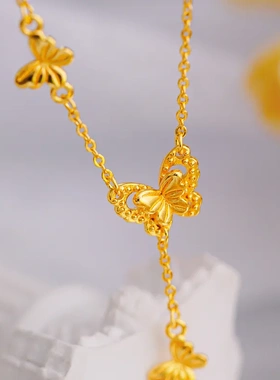 2025新款沙金流苏蝴蝶项链 女小众轻奢高级感时尚百搭保色锁骨链