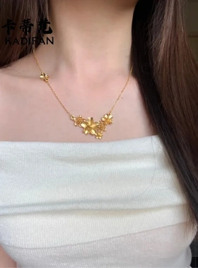 金店同款沙金三生三世繁花项链女新中式新婚结婚高级感花朵锁骨链