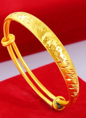 新娘婚庆精工推拉手镯越南沙金满天星手镯女款流星雨龙凤手镯女