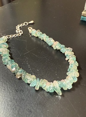 H827碧玺双色粉蓝随形碎块碎石碧玺不规则手链手串宝石天然原石