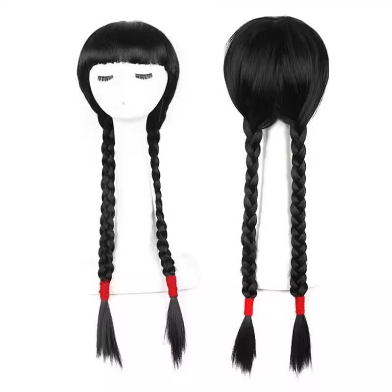 复古齐斜刘海麻花辫全头套铁梅戏剧舞台演出假发需要自己辫辫子,淘宝优惠券,粉丝福利购,淘宝优惠卷