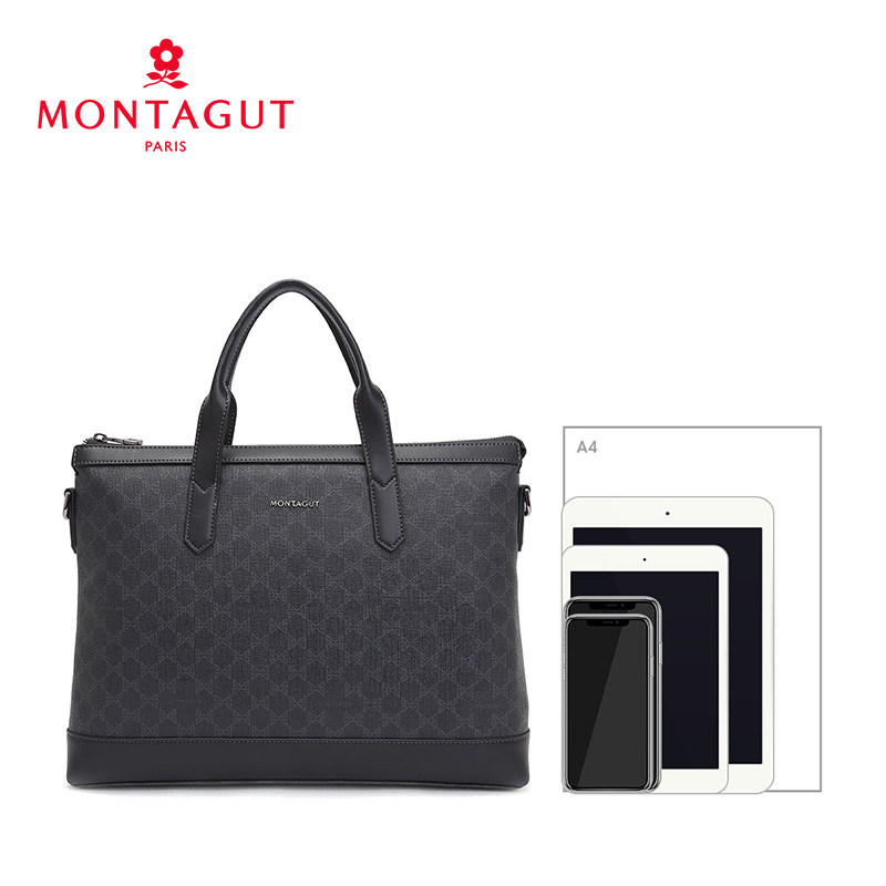 梦特娇男士pvc新款简约单肩公文包 梦特娇皮具男士包袋