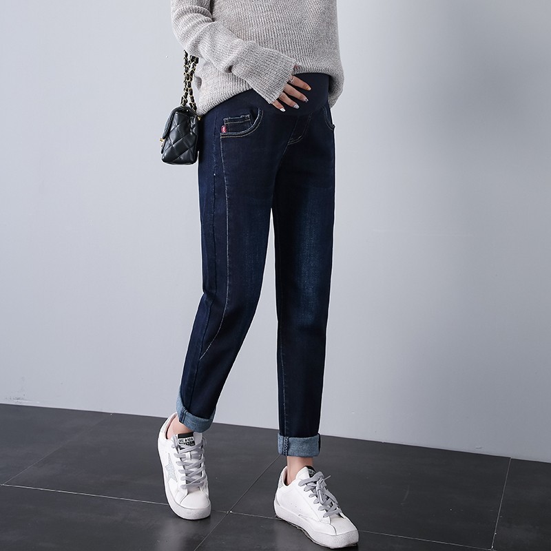 孕妇春秋季外穿老爹洋气潮妈牛仔裤 十月坊孕妇打底裤