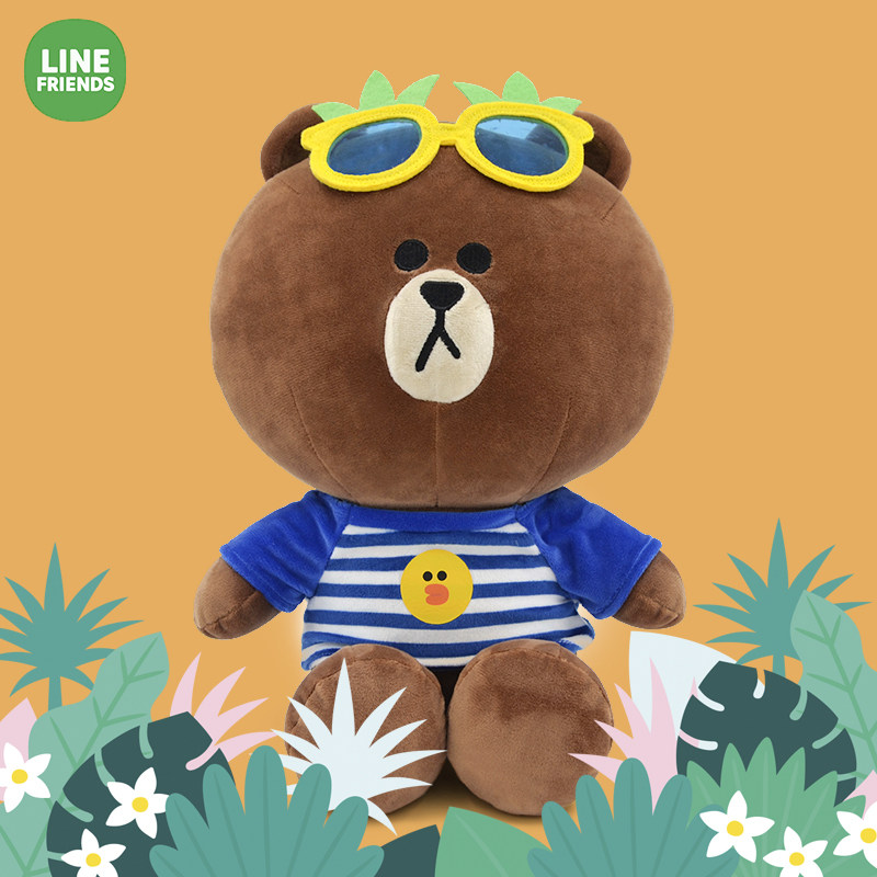 正版LINE FRIENDS布朗熊可妮兔毛绒玩具卡通动漫玩偶生日礼物_虎窝淘