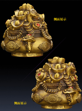 铜聚宝盆存钱罐招財家用开业礼品