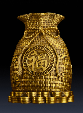 纯铜钱袋聚宝盆存钱罐招财