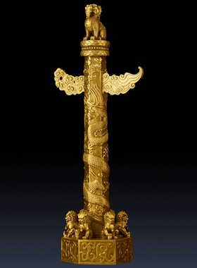 纯铜华表摆件流云盘龙柱