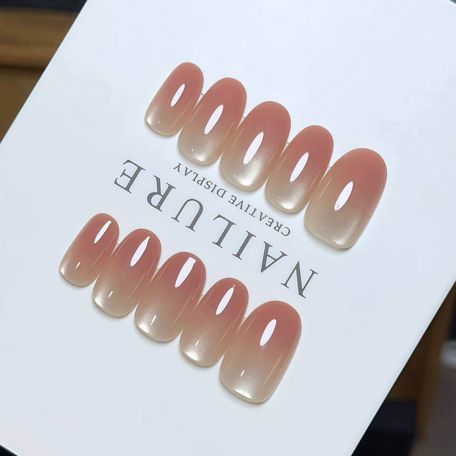 温柔裸粉人间水蜜桃渐变玻璃珠猫眼ins显白拆卸半手工穿戴短椭圆,淘宝优惠券,粉丝福利购,淘宝优惠卷