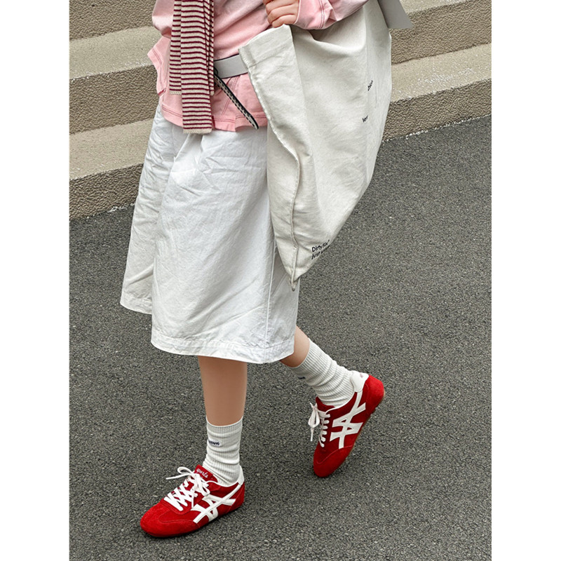 26年新品复古红色德训鞋女内增高韩版拼色交叉绑带百搭休闲运动鞋,淘宝优惠券,粉丝福利购,淘宝优惠卷