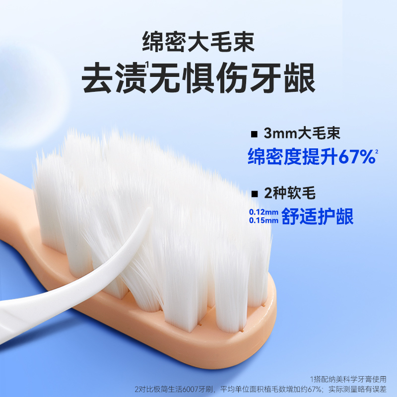 纳美小苏打丝去渍软毛牙刷孕妇宽头护龈女士成人专用家庭组合装