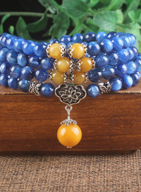 天然蓝绒晶紫冰银镶嵌手链