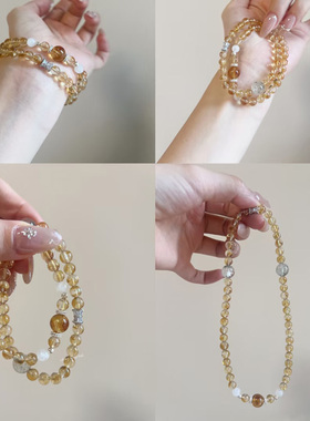 天然黄塔晶东海双圈层绿幽灵手串