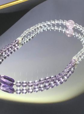 天然紫水晶手链女白水晶手串闺蜜