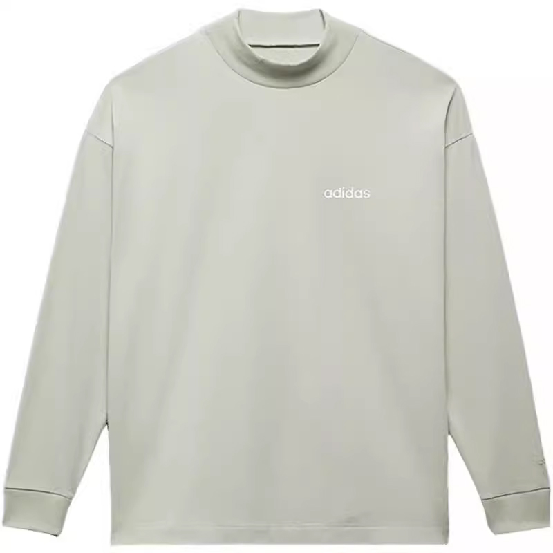 Adidas三叶草男女款BASKETBALL半高领针织宽松纯色长袖T恤IA3422