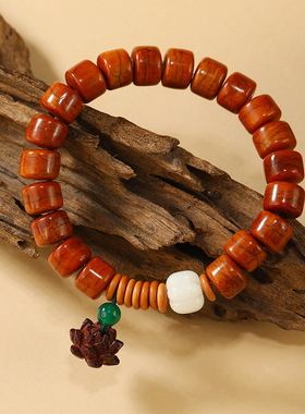 藏式民族风西藏牦牛骨心经手串复古菩提手链男女佛珠文玩配饰禅意