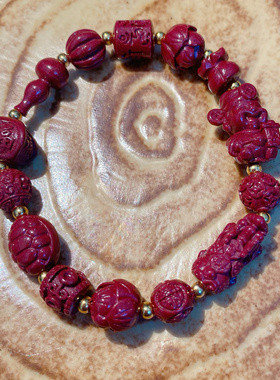 花道语阁原矿高含量朱砂紫金砂本命年多宝手串手链女士饰品