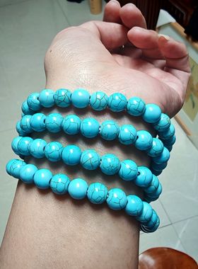 花道语阁优化绿松石108颗佛珠手串多圈手链男女款文玩念珠手饰