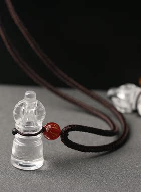 天然水晶吊坠水晶铃铛白水晶雕刻吊白水晶挂件手工雕刻饰品男女