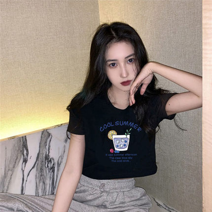 【拍3件】女生夏季性感小短款上衣短袖T恤