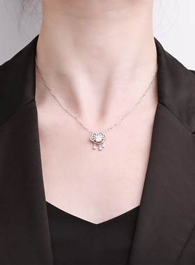 平安锁项链s925纯银女2025新款ins风1克拉莫桑石吊坠高级感锁骨链