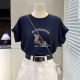 Short sleeve t-shirt women's loose top cartoon printed cotton