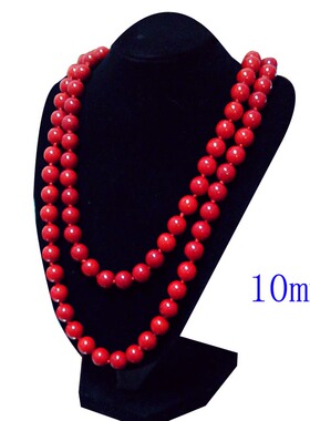 绿松石挂饰长款双层红色毛衣链