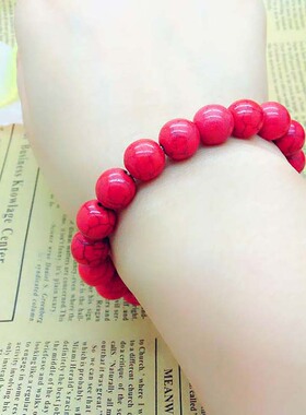 绿松石形状百搭款红色手链