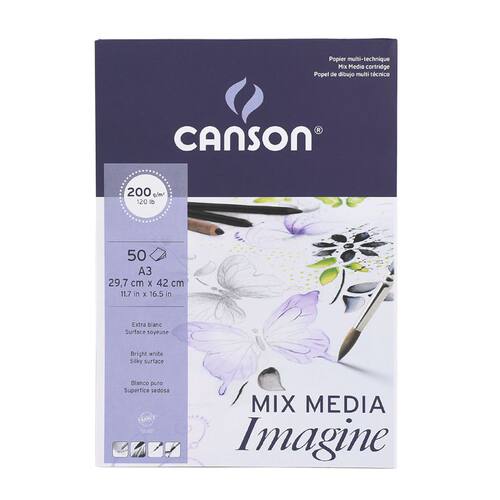 canson康颂imagine绘画本A5 A4A3水彩纸水粉彩铅马克笔本200g细纹 - 图3