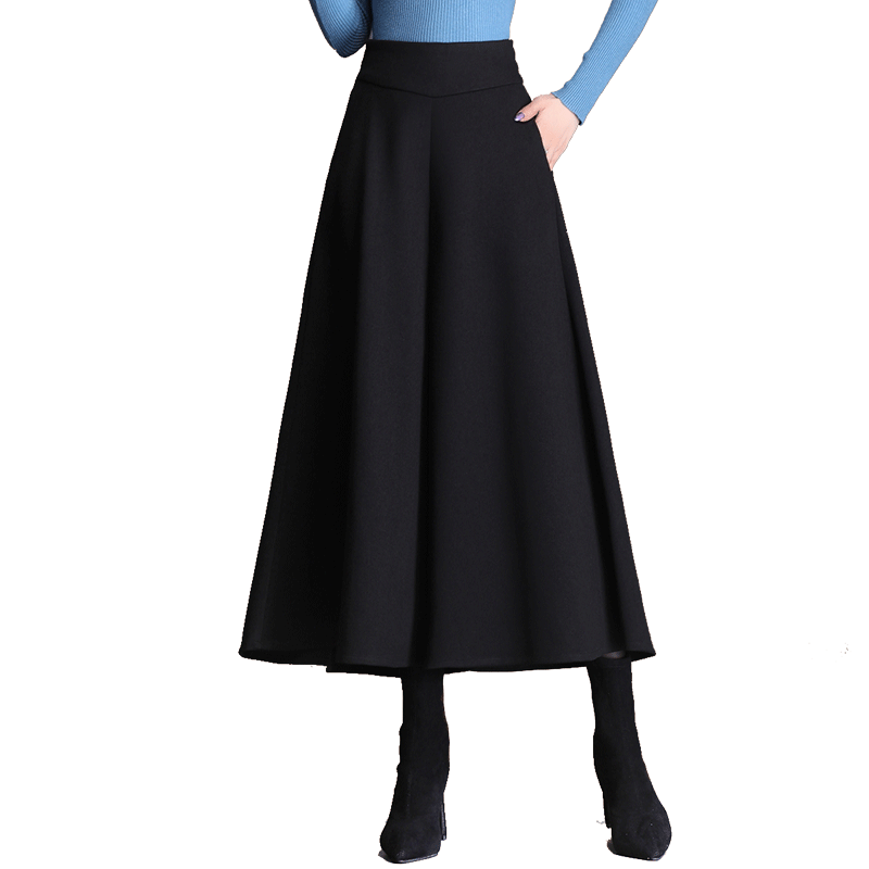 毛呢裤子女冬高腰显瘦气质宽松裙裤 千禧纳休闲裤