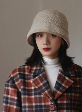 加厚羊羔绒渔夫帽子女冬
