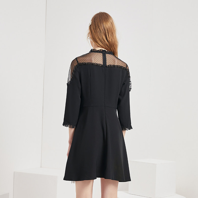 简朵2020秋季百搭小黑裙显瘦连衣裙 简朵连衣裙
