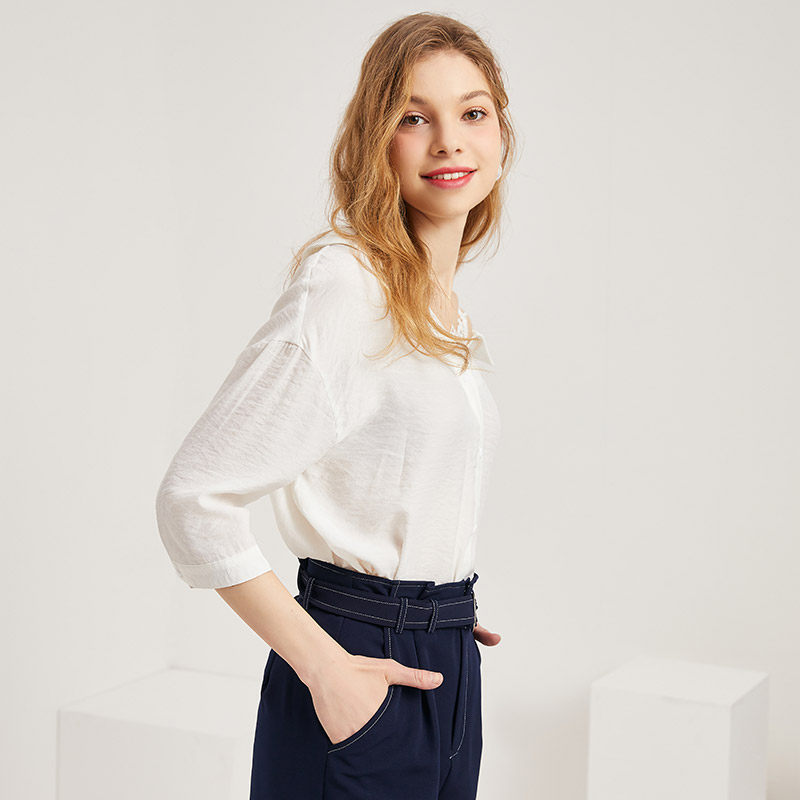 简朵2020秋季新款百搭潮流露肩t恤 简朵T恤