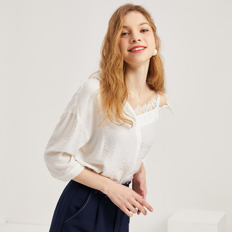 简朵2020秋季新款百搭潮流露肩t恤 简朵T恤