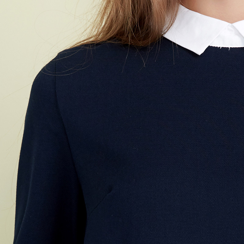 简朵春季新品修身百搭拼接七分袖 简朵T恤