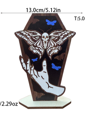 木质万圣节幽灵哥特式棺材立牌装饰摆件复活节派对用品