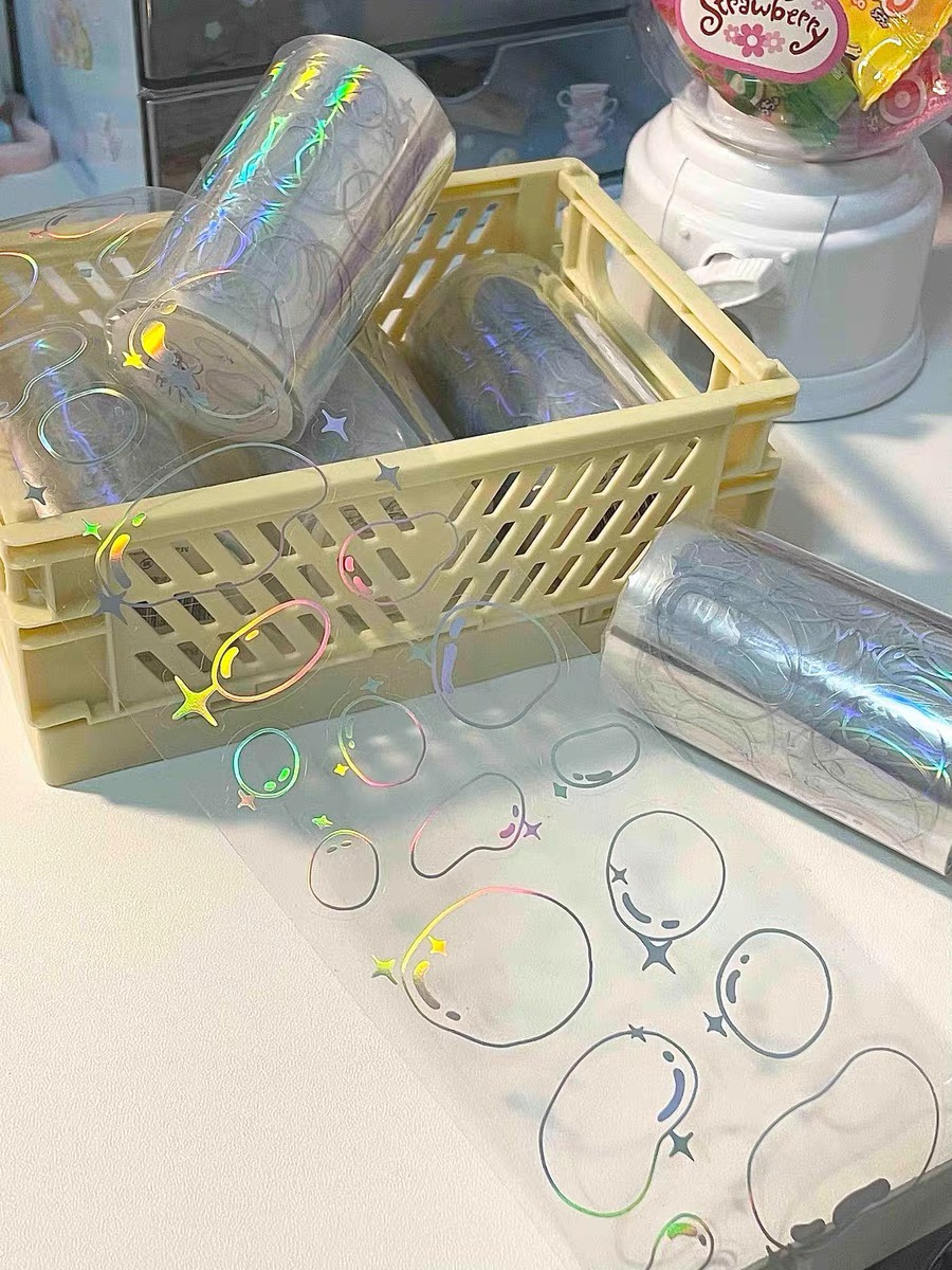 【分装】休眠火山美术社咕卡切膜胶带白墨镭射泡泡百搭pet胶带 - 图1