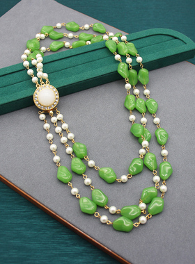 中古多层项链耳环套装女