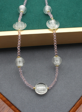 白月光银箔琉璃项链锁骨链