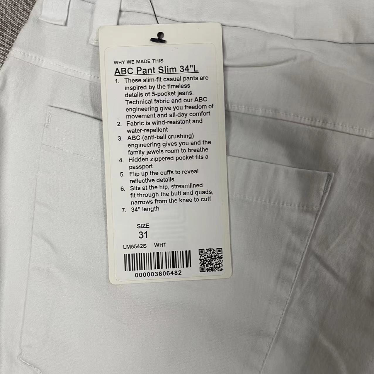 lululemon ABC Pant Slim  Swift Cotton 34