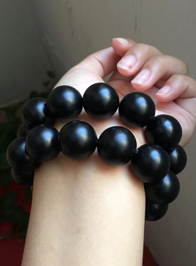 新疆和田玉墨玉豪串14 16 18mm圆珠男女款手串手链佛珠手持