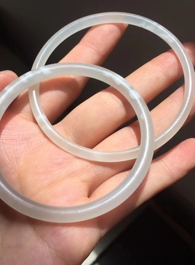 天然和田玉白玉老料雪花棉叮当镯细圆条手镯女玉镯子带证书